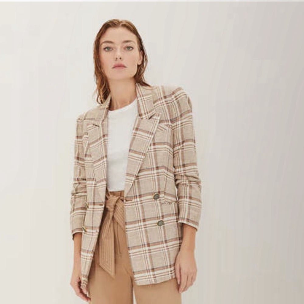 Veronica Beard Viva Dickey Jacket - khaki multi (plaid) Size 8; New without tags